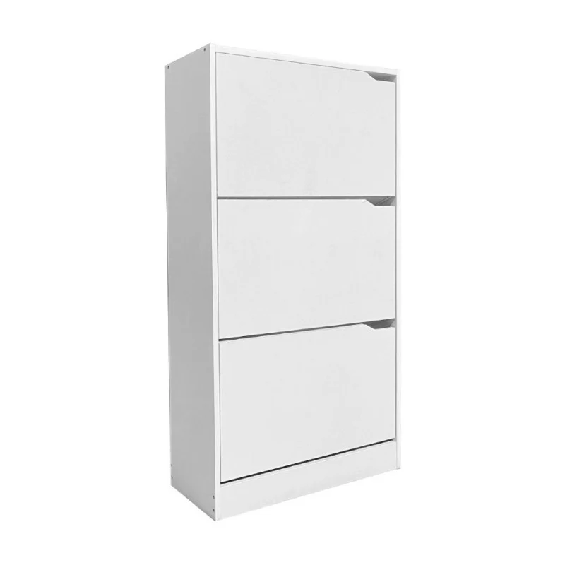 Scarpiera 3 ante a ribalta doppio vano 63x24x115H colore bianco Manolo