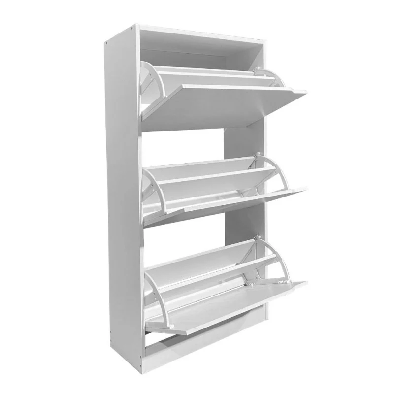 Scarpiera 3 ante a ribalta doppio vano 63x24x115H colore bianco Manolo