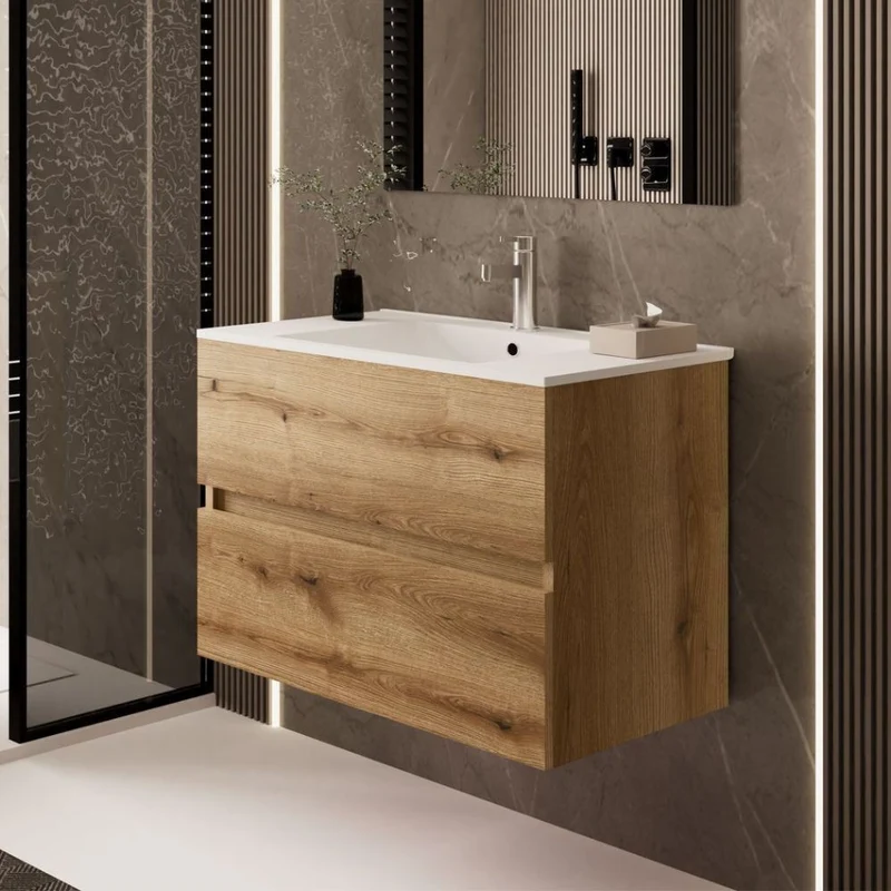Mobile bagno sospeso 80x44.6x52H colore rovere quercia Sevilla