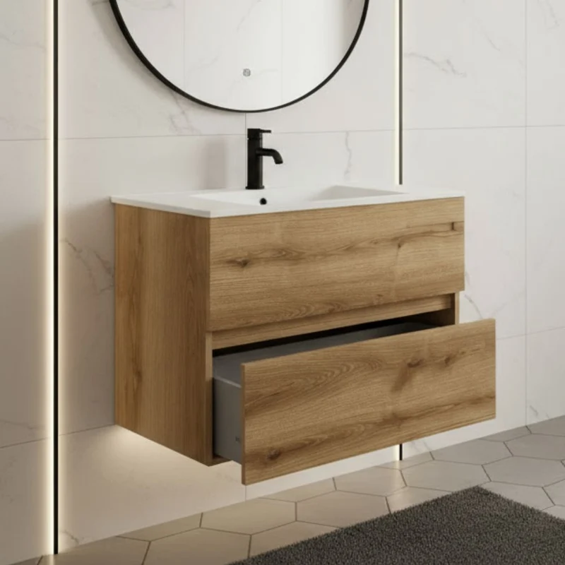 Mobile bagno sospeso 80x44.6x52H colore rovere quercia Sevilla