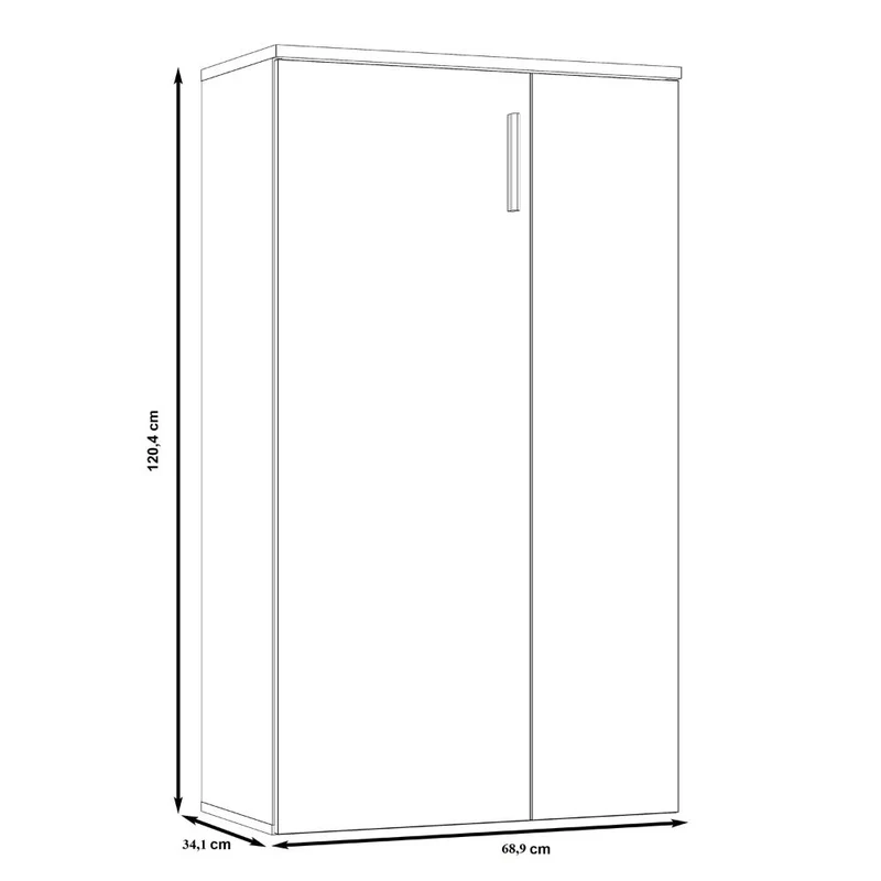 Mobile multiuso scarpiera 2 ante e 5 ripiani colore bianco 69x34x120H Lucio