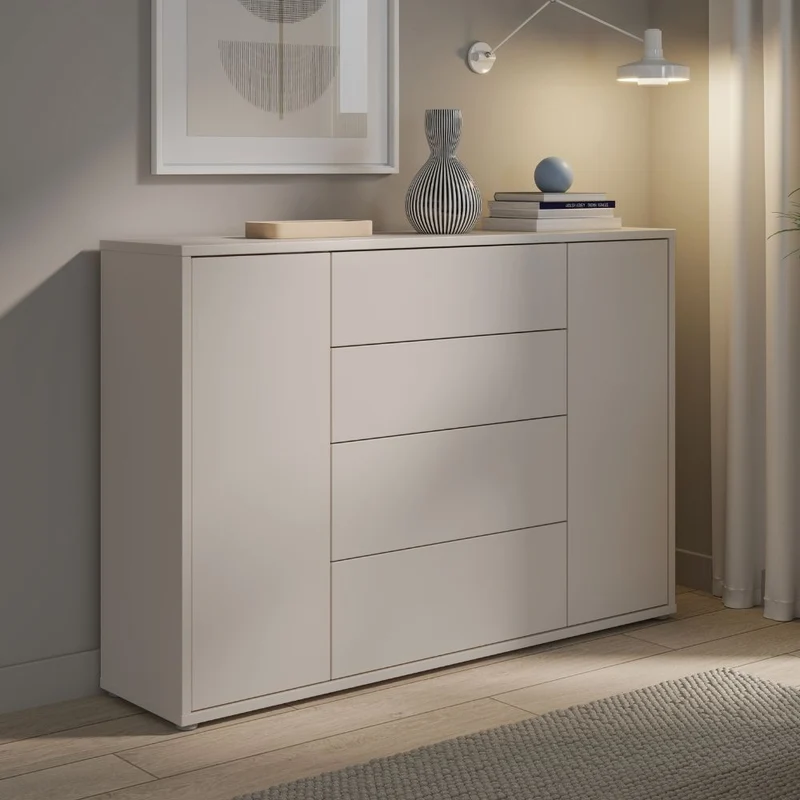 Madia 4 cassetti e 2 ante colore cashmere 144x35x99
