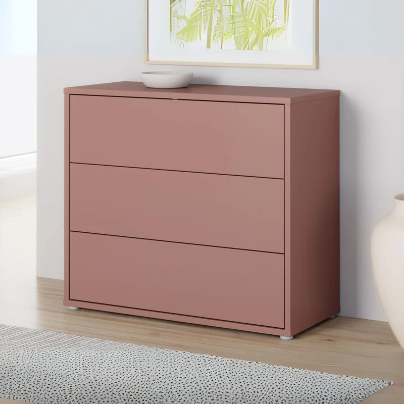 Cassettiera 3 cassetti colore terracotta 95x41.5x83 Medea