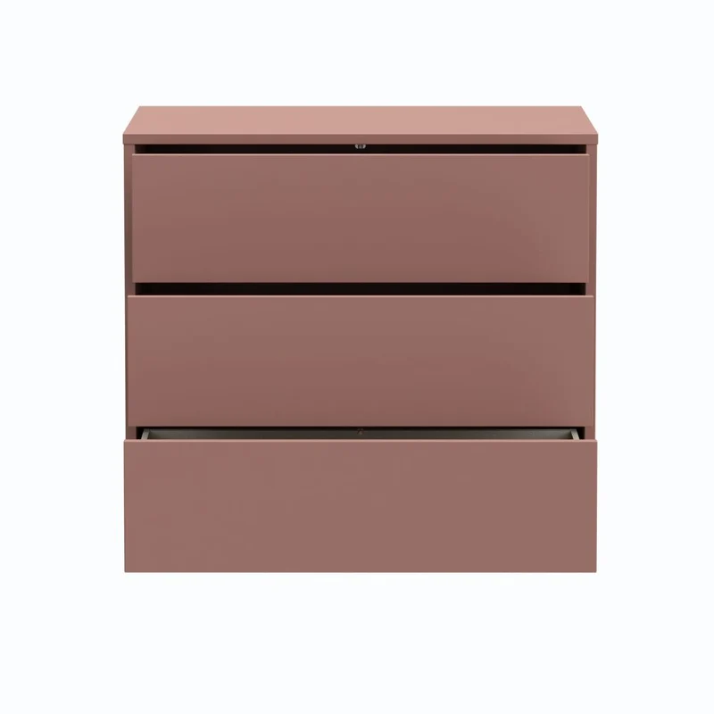 Cassettiera 3 cassetti colore terracotta 95x41.5x83 Medea
