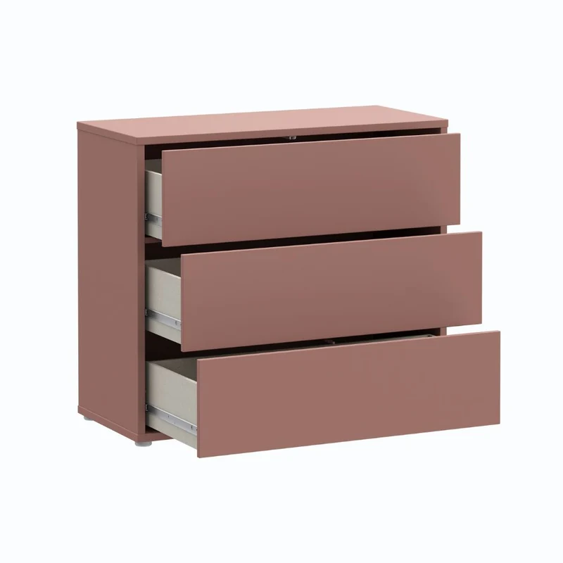 Cassettiera 3 cassetti colore terracotta 95x41.5x83 Medea