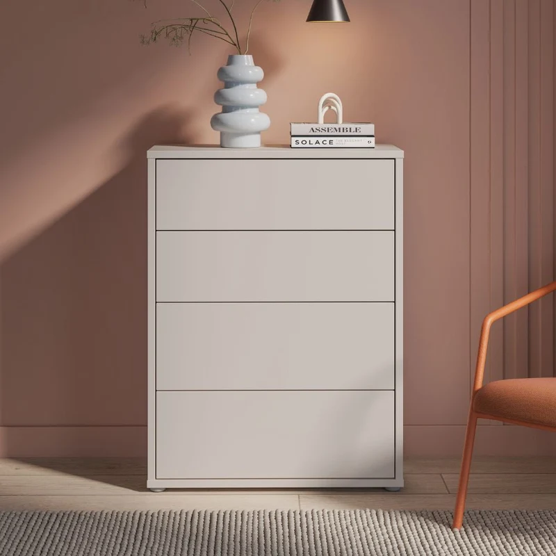 Cassettiera 4 cassetti colore cashmere 75x35x99 Medea