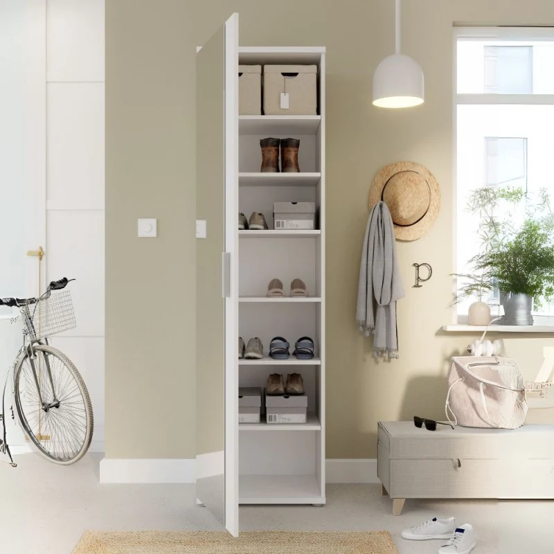 Mobile multiuso scarpiera colore bianco con anta a specchio 50x35x179 Olimpia