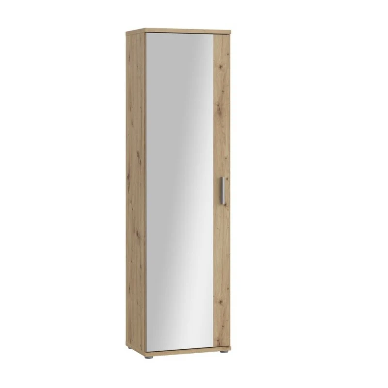 Mobile multiuso scarpiera colore rovere con anta a specchio 50x35x179 Olimpia