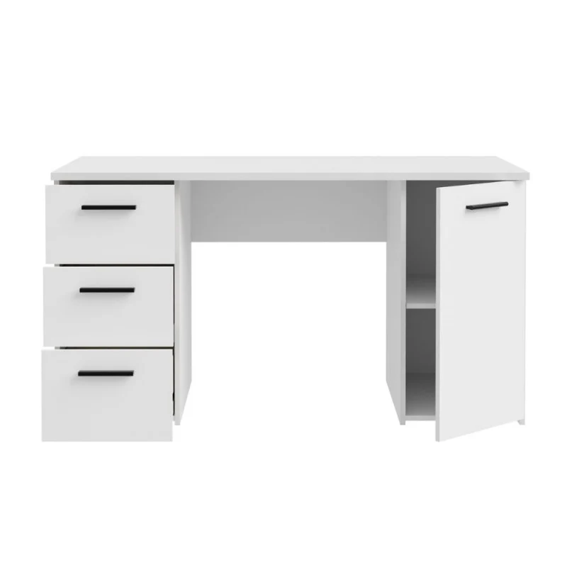 Scrivania con 3 cassetti e un’anta 138x60x75 colore bianco Domitilla