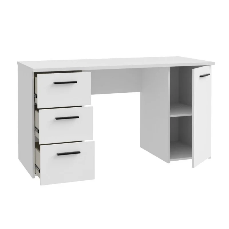 Scrivania con 3 cassetti e un’anta 138x60x75 colore bianco Domitilla