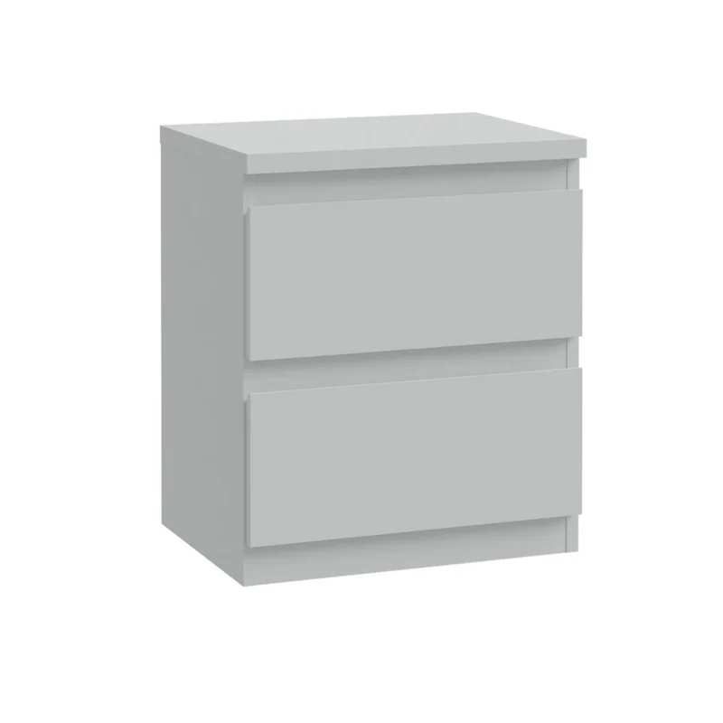 Comodino 2 cassetti colore grigio ghiaccio 41.8x32.2x49.3H Morgan