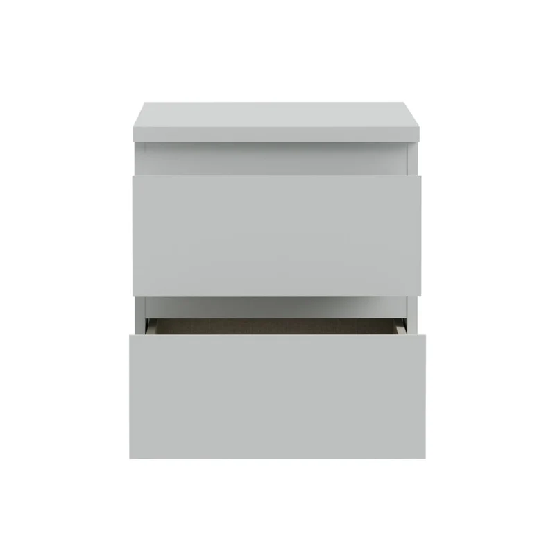 Comodino 2 cassetti colore grigio ghiaccio 41.8x32.2x49.3H Morgan