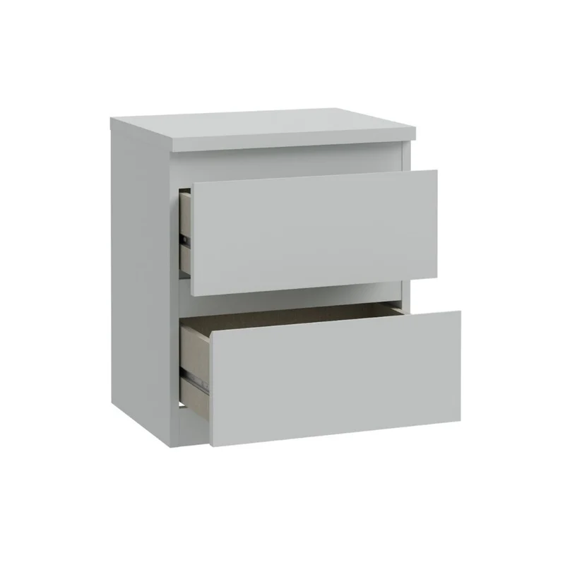 Comodino 2 cassetti colore grigio ghiaccio 41.8x32.2x49.3H Morgan