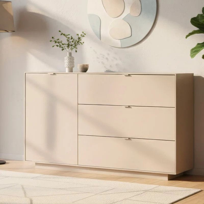 Madia con anta e 3 cassetti colore cashmere 160 cm Sivas51A
