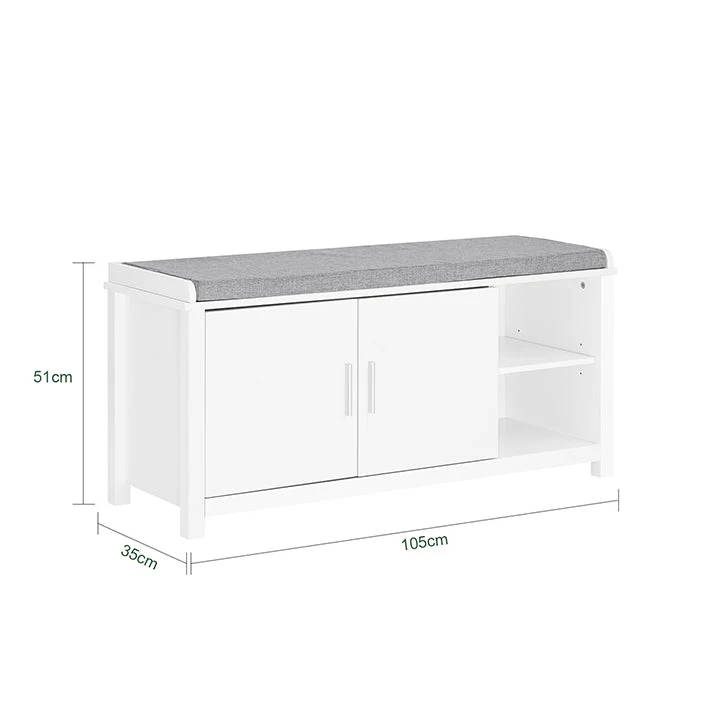 SoBuy | Schuhbank mit Sitzfläche | Dielenbank | Sitzbank | Schuhschrank | Weiß | FSR168-W