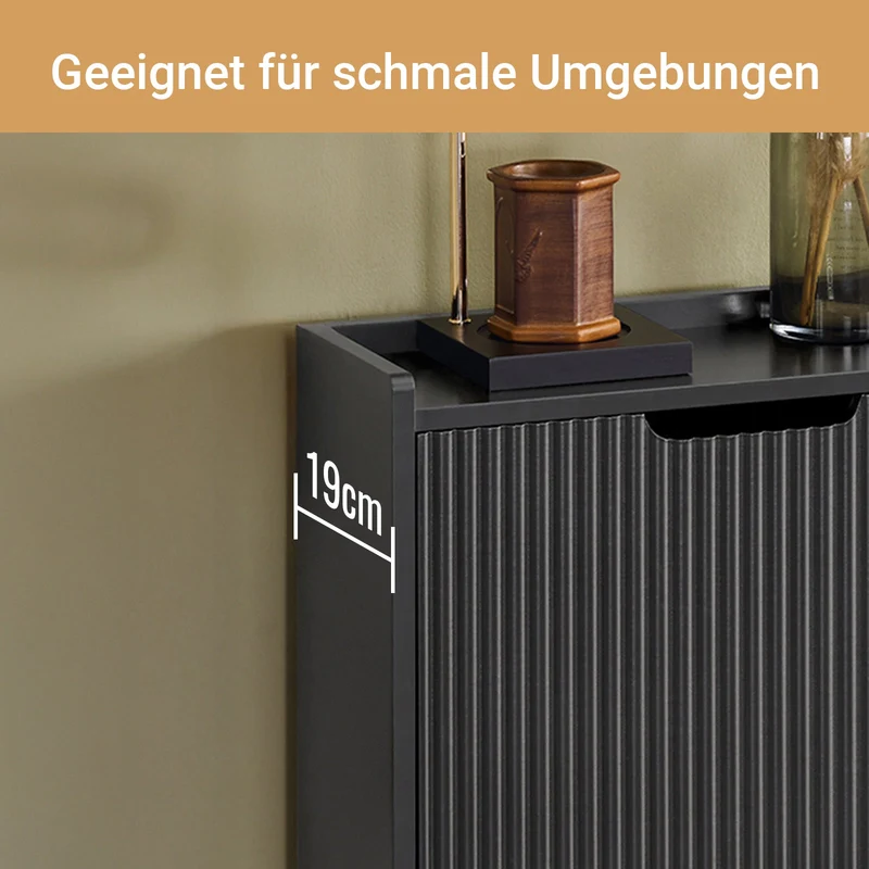 SoBuy | Schuhkipper mit 2 Klappen | Schuhschrank schmal | Schuhkommode Schwarz | FSR177-SCH