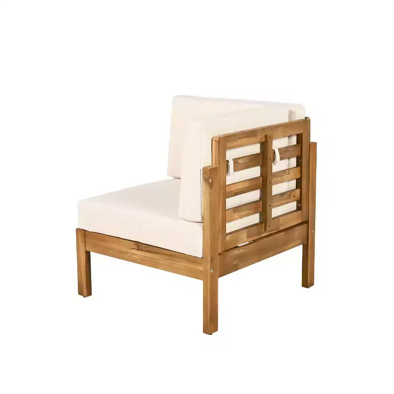 Christopher Knight Home Percy, ensemble de 4 meubles de patio en bois d'acacia, canapé d'angle en L rembourré avec table basse