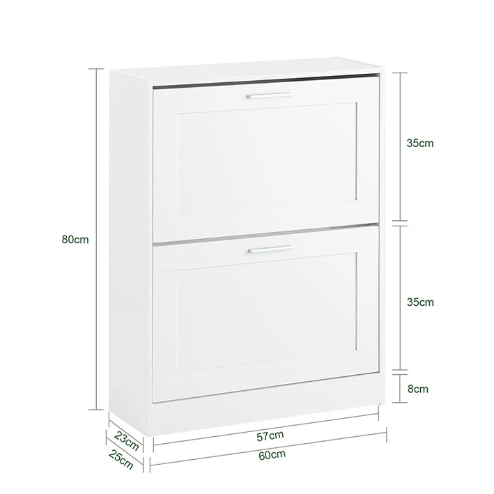 SoBuy | Schuhkipper | Schuhschrank | mit 2 Klappen schmal | Weiß | 60x80x25cm | FSR137-W