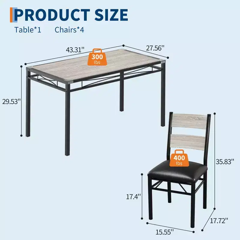 Ensemble de table à manger peu encombrant en MDF avec base en fer et chaises gigognes pour petite cuisine, appartement ou coin petit-déjeuner