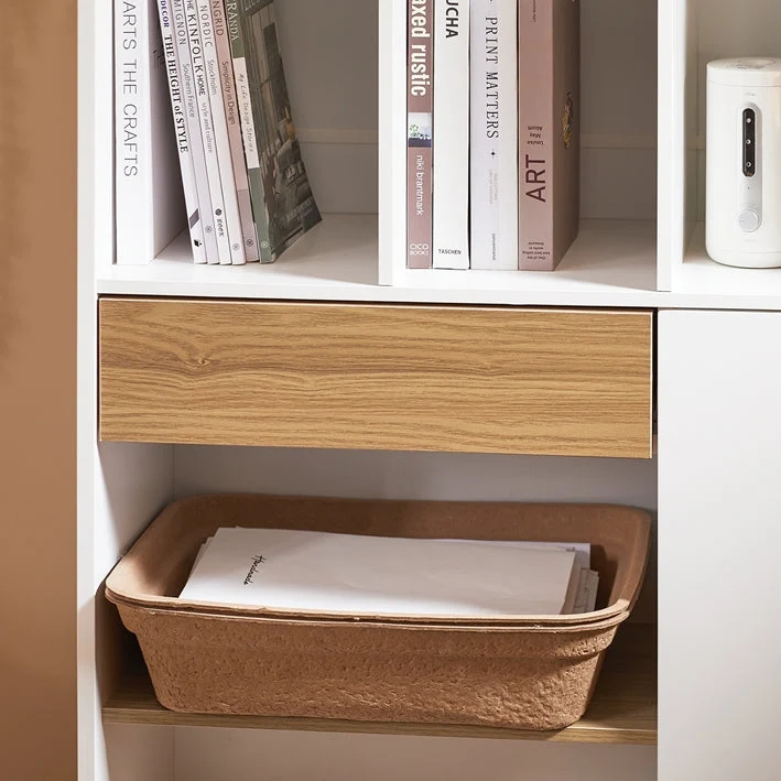 SoBuy | Bücherregal mit Schubladen | Aufbewahrungsregal | Standregal Weiß | STR11-WN