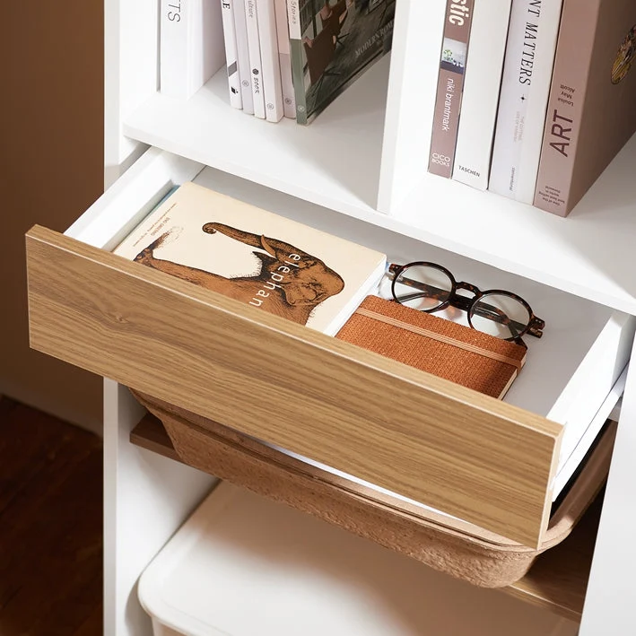 SoBuy | Bücherregal mit Schubladen | Aufbewahrungsregal | Standregal Weiß | STR11-WN
