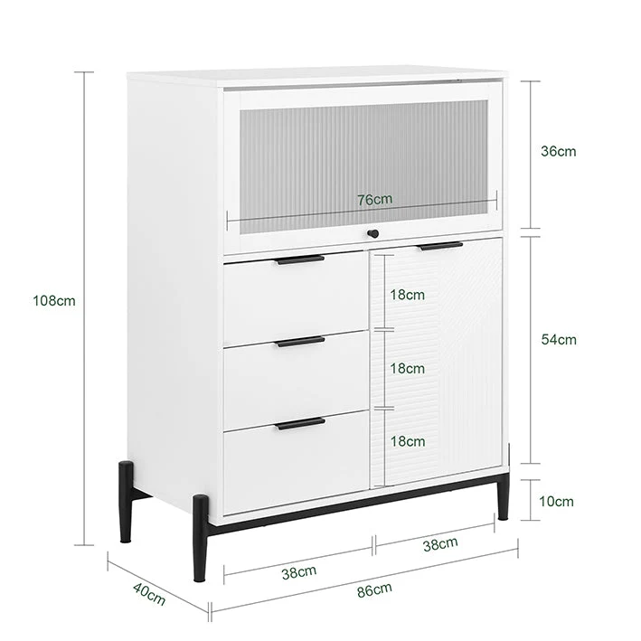 SoBuy Sideboard Aufbewahrungsschrank Flurschrank Weiß-Schwarz 92x119x40cm FSB94-W