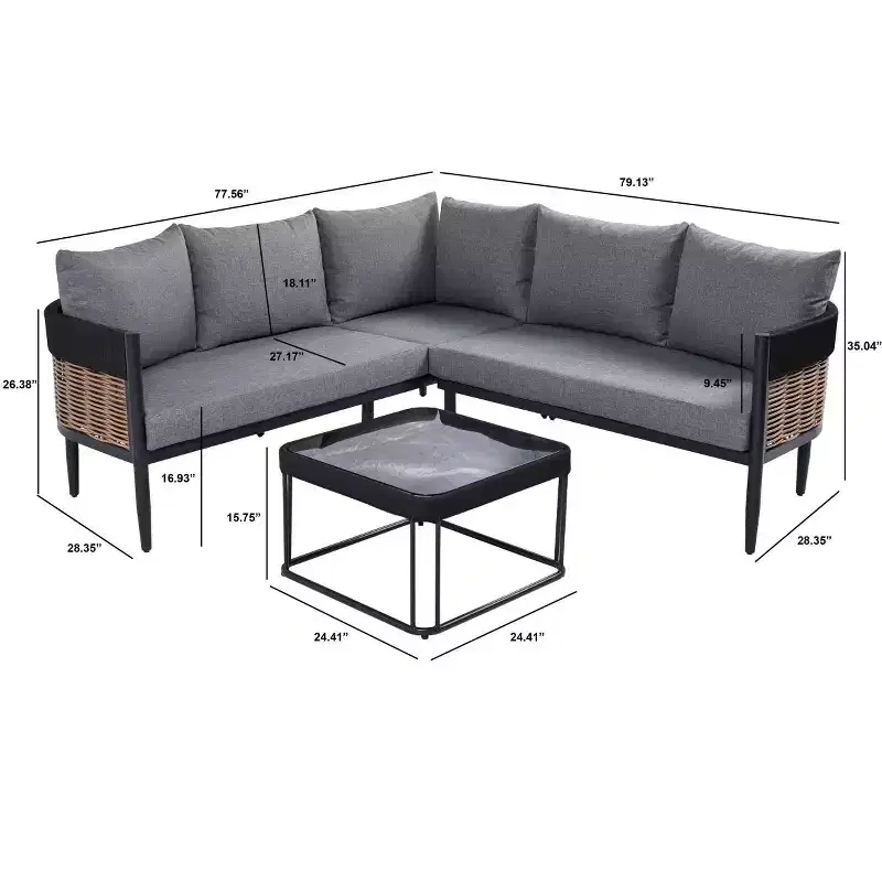 Ensemble de mobilier de jardin 4 pièces Harrison - Intérieur/extérieur - PAT7744 - Safavieh