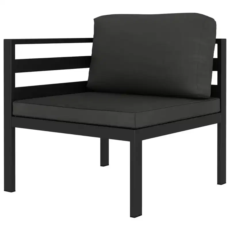 vidaXL Salon de jardin 9 pièces avec coussins – Mobilier de patio en aluminium durable – Confortable, résistant aux intempéries et design modulaire – Anthracite
