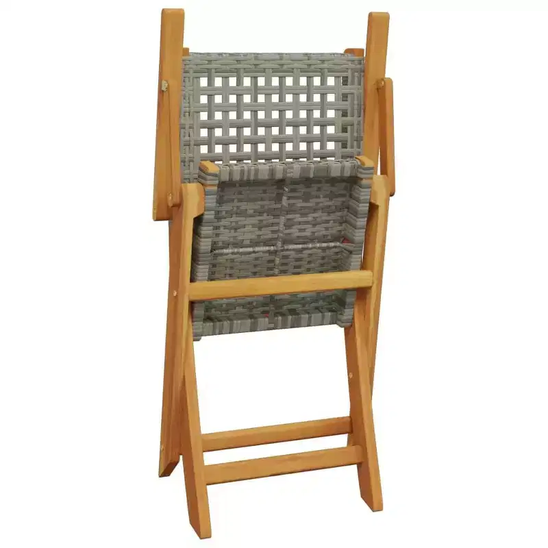 vidaXL Ensemble de jardin à dîner Gris Bois d'acacia massif, résine tressée Moyen
