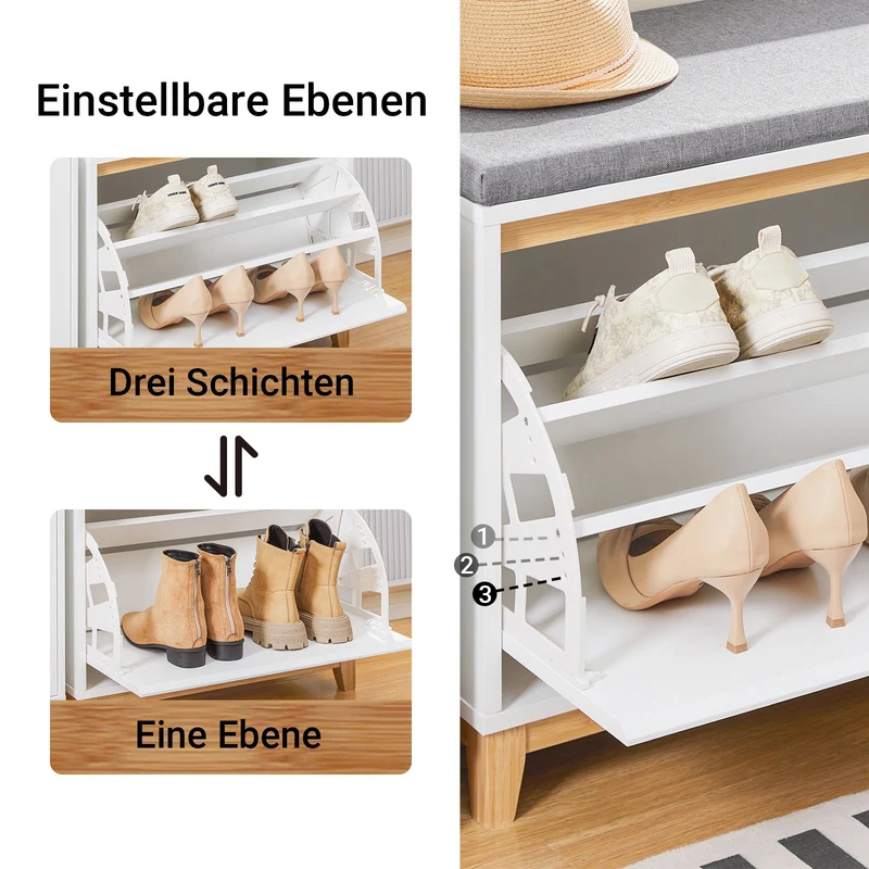SoBuy | Schuhbank mit Schuhfach | Sitzbank Weiß | FSR191-WN
