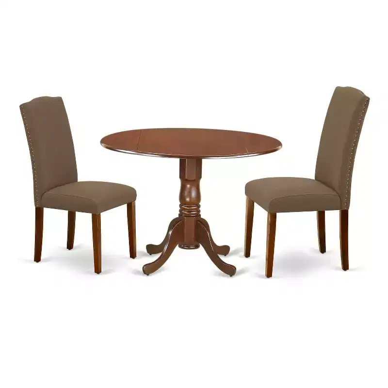 Ensemble table de cuisine ronde 42 pouces avec chaises Parsons - Ensemble de salle à manger au charme classique - Finition café foncé