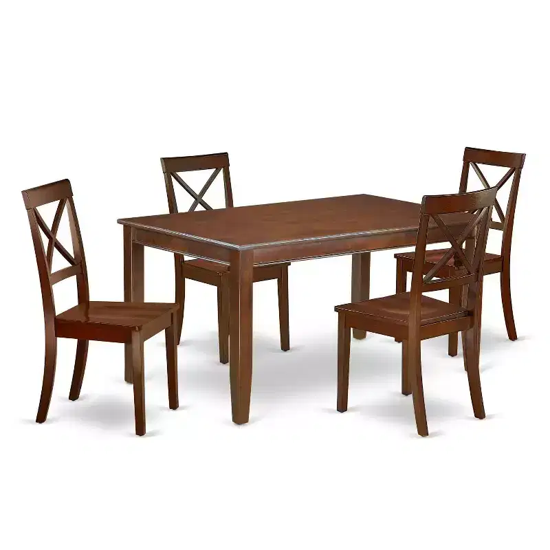Ensemble de salle à manger Art Nouveau - Table rectangulaire 5 pièces et 4 chaises - Meubles de salle à manger de 152 cm