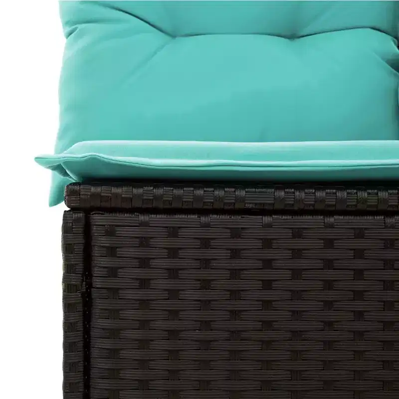 vidaXL Salon de jardin noir, rotin PE bleu, acier thermolaqué 7 pièces