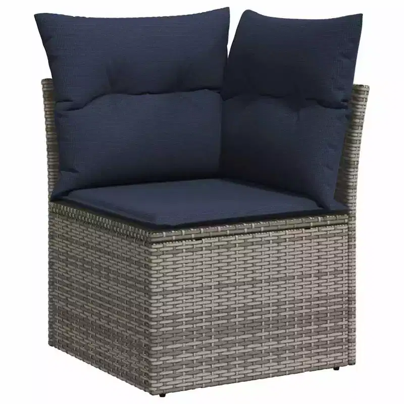 vidaXL Salon de jardin noir, rotin PE bleu, acier thermolaqué 7 pièces