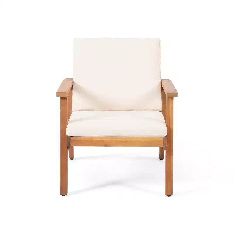 Christopher Knight Home Temecula Ensemble de conversation 5 pièces pour extérieur avec fauteuil de club et ottoman en bois d'acacia avec coussins