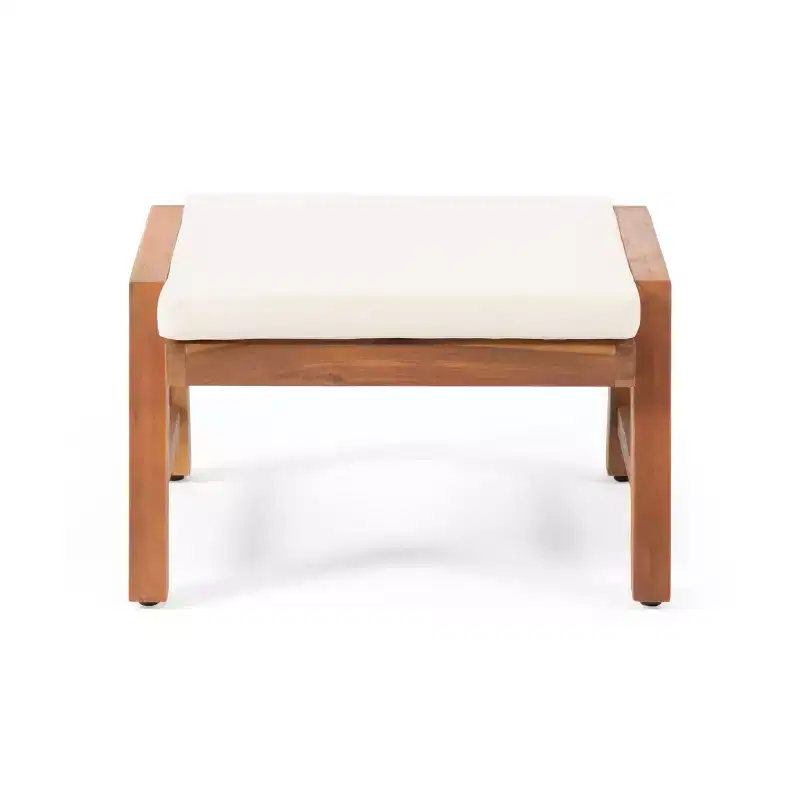 Christopher Knight Home Temecula Ensemble de conversation 5 pièces pour extérieur avec fauteuil de club et ottoman en bois d'acacia avec coussins