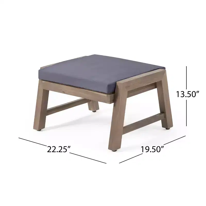 Christopher Knight Home Temecula Ensemble de conversation 5 pièces pour extérieur avec fauteuil de club et ottoman en bois d'acacia avec coussins