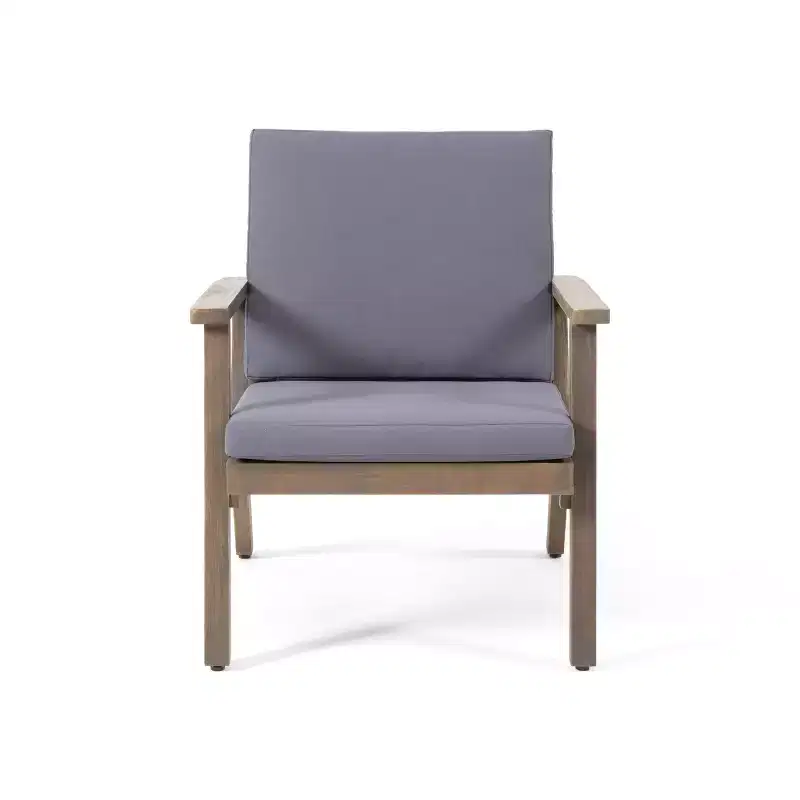 Christopher Knight Home Temecula Ensemble de conversation 5 pièces pour extérieur avec fauteuil de club et ottoman en bois d'acacia avec coussins