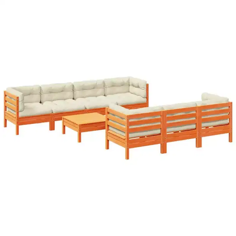 vidaXL Salon de jardin Marron cire Bois de pin massif, Tissu Oxford Grand