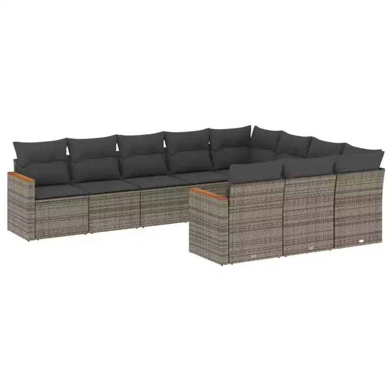 vidaXL Salon de jardin 10 places avec coussins en résine tressée, canapé d'extérieur modulaire, plusieurs couleurs et modèles