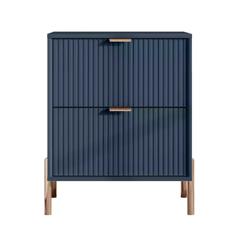 Festivo Ensemble 3 pièces élégance moderne : 2 tables de nuit à 2 tiroirs et commode à 3 tiroirs bleu marine