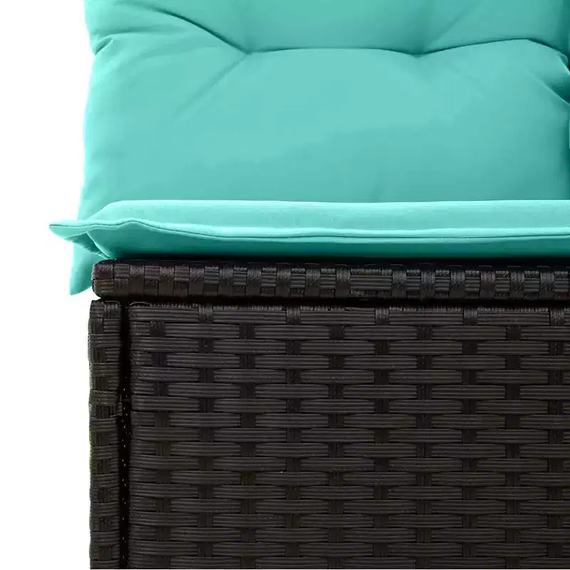 vidaXL Salon de jardin 10 pcs Noir et turquoise Rotin PE - Noir et turquoise sans table