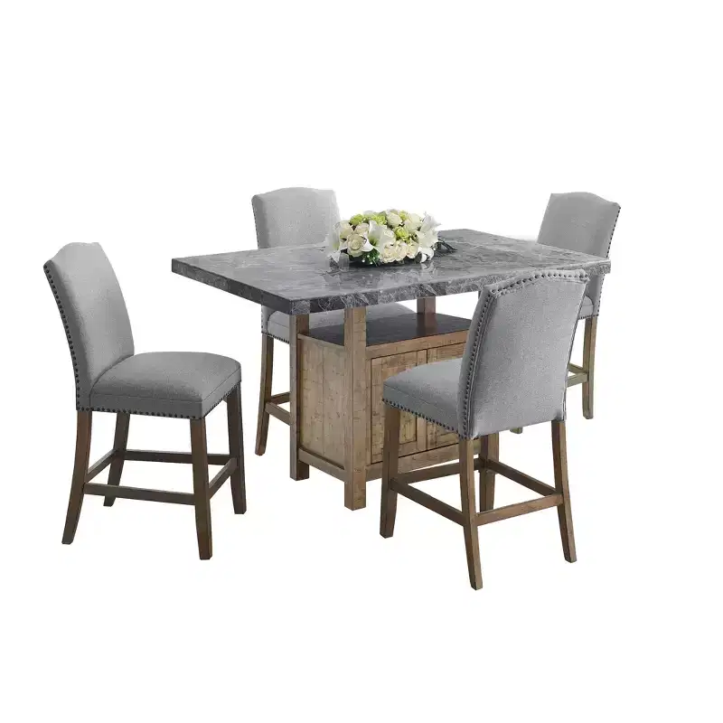Ensemble de salle à manger 5 pièces en marbre Grayson gris/bois flotté – Steve Silver Co.