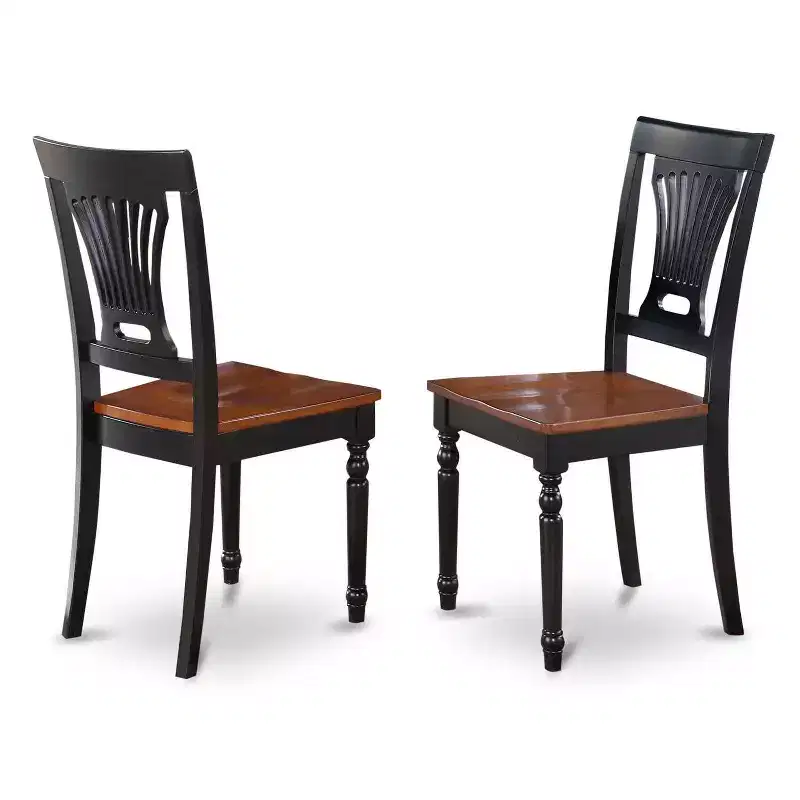 Table à manger HomeStock 7 pièces rectangulaire noir et finition cerisier avec plateau en bois massif et 6 chaises