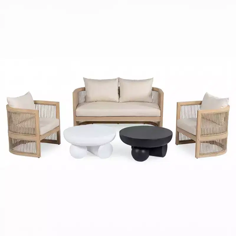 Christopher Knight Home Wulan Ensemble de conversation 5 pièces en bois d'acacia avec table en béton