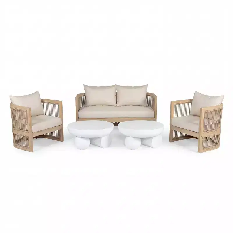 Christopher Knight Home Wulan Ensemble de conversation 5 pièces en bois d'acacia avec table en béton