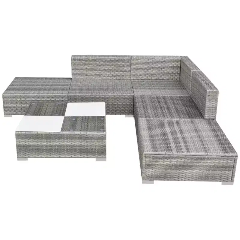 vidaXL Ensemble de meubles de jardin gris en résine tressée modulaire moyen