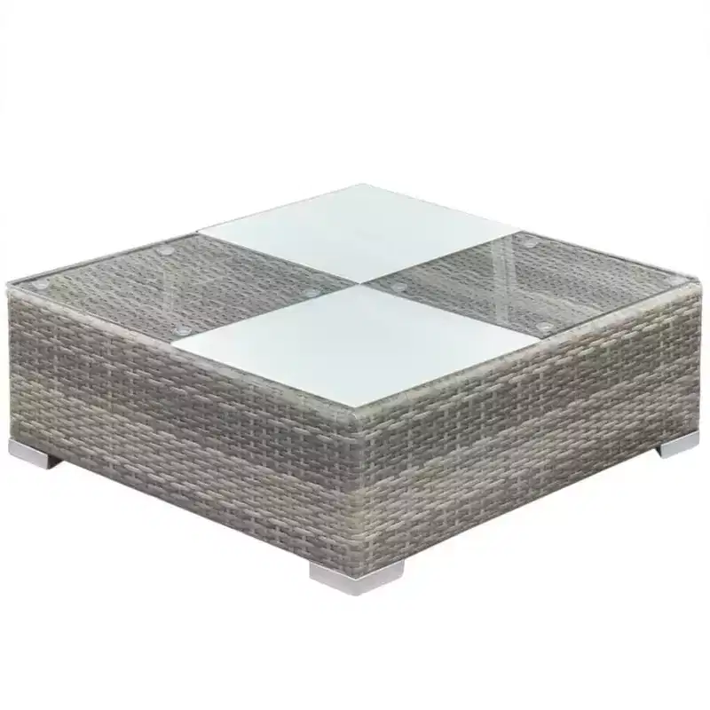 vidaXL Ensemble de meubles de jardin gris en résine tressée modulaire moyen