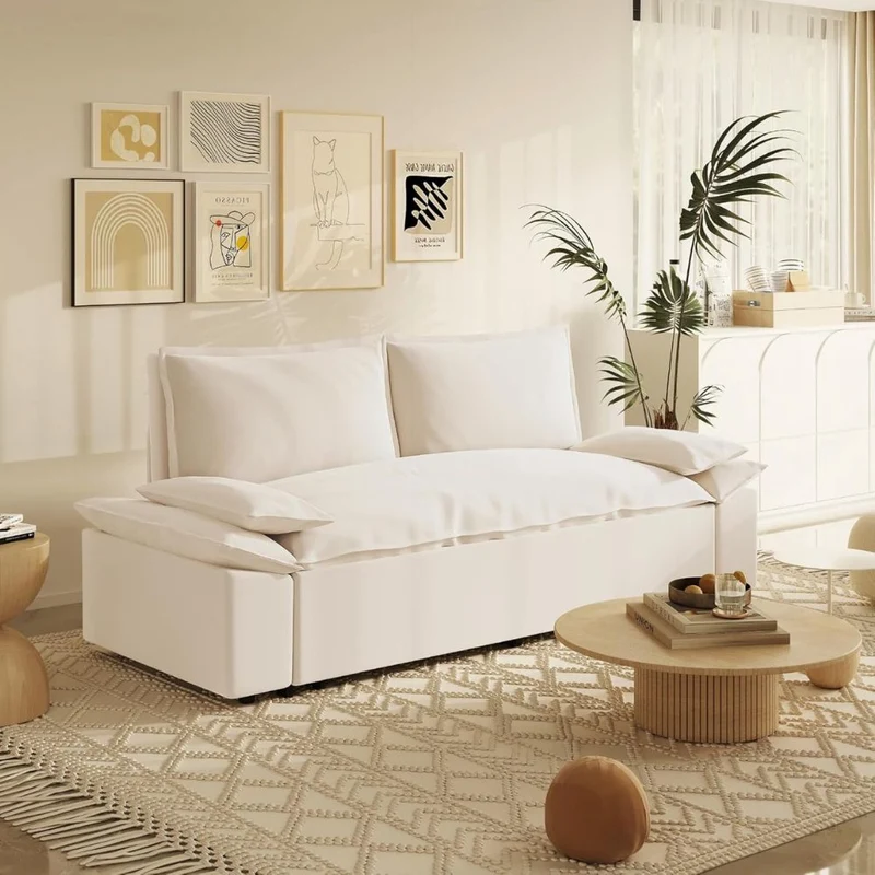 Divano letto 2 posti colore beige 185x85x85H Belly