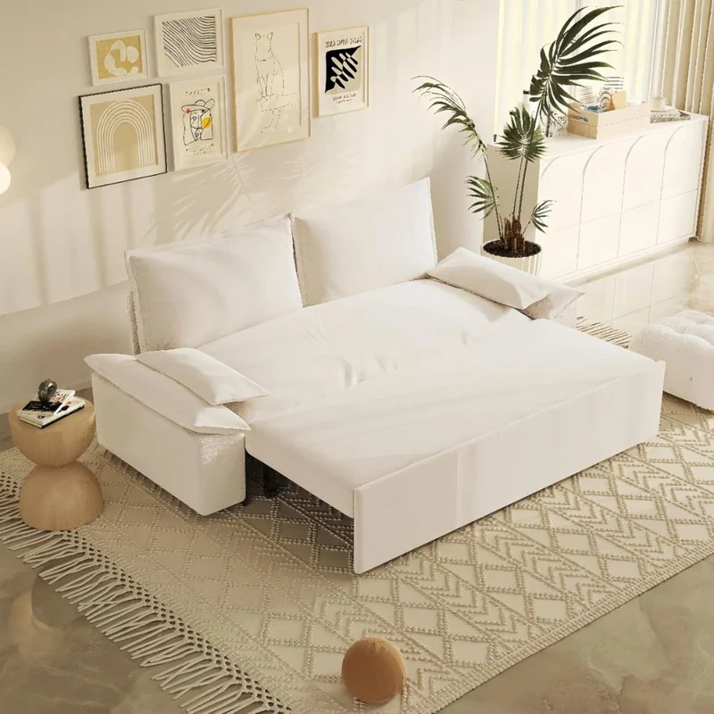 Divano letto 2 posti colore beige 185x85x85H Belly